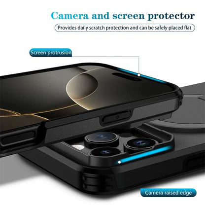 Lens Protect Camera Phone Case for iPhone 16 15 14 13 Pro Max 14Plus 15Plus 16Plus 16e 16 15 14 Pro 17 Magnetic Kickstand Cover